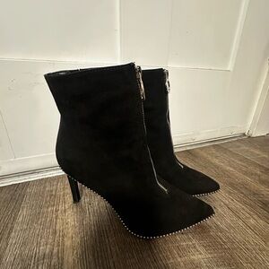 Bar III Black Heeled Boots with Silver Accents